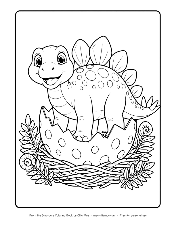 Baby Dinosaur Hatching coloring page