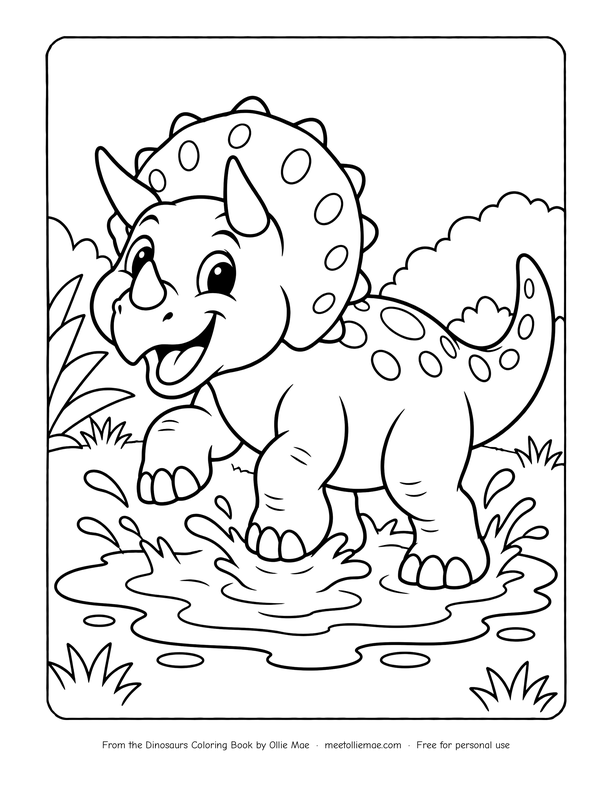 Triceratops Splashing coloring page