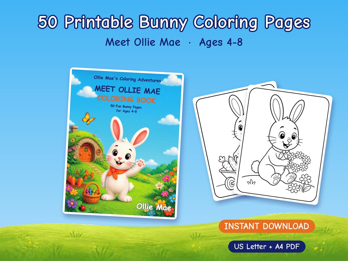Meet Ollie Mae printable coloring book: cover and sample pages